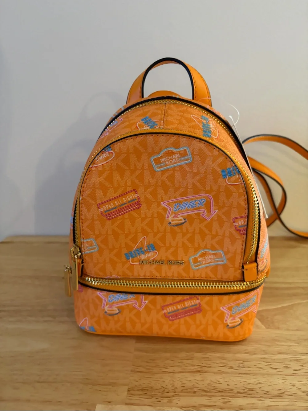 Michael Kors Orange Patterned Mini Backpack